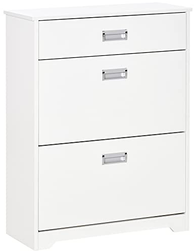 HOMCOM Scarpiera Moderna in Legno, 2 Cassetti con Mensola Regolabile per 16 Scarpe e Cassetto Piccolo, 70x29x92cm, Bianco