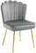 HOMCOM Shell Luxe Velvet Accent Chair with Gold-tone Metal Legs, Modern Vanity Chair for Living Room, Bedroom, Home Office, Grey