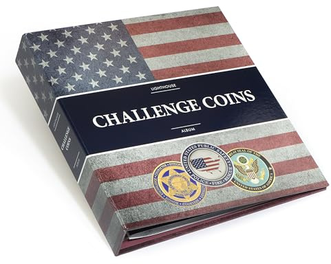 LIGHTHOUSE - Challenge Coin Album for 30 Challenge Coins - 4D-ring Binder with 5 Pages - Additional Pages Available (9 x 8 3/8 x 1 1/2)