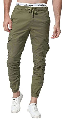 Zoerea Pantaloni Uomo Lunghi con Coulisse Tasche Laterali Maschio Cargo Pants Casual Sport Trousers