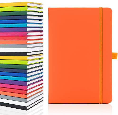 Notes London Blanko-Seiten-Notizbuch, A5, weiß, unliniert, blanko, Stiftschlaufe, Band und Papiertasche, mittelfester Einband, Notizbuch, umweltfreundlich, nachhaltiges Papier (Orange)