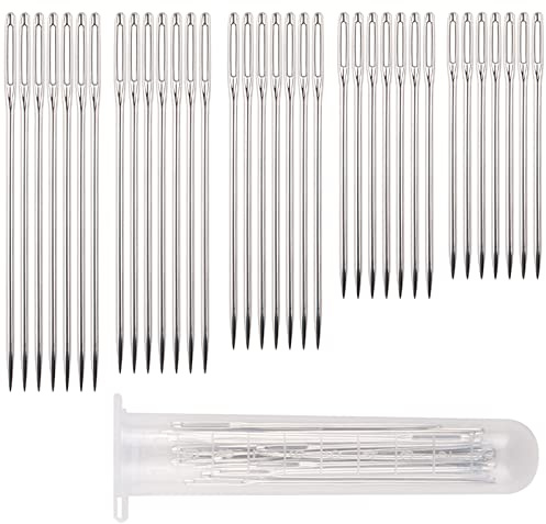 35 Pcs Large Eye Hand Sewing Needles, Assorted Sizes Embroidery Needles for Hand Sewing Sharp Tapestry Stitching Needles with Storage Case