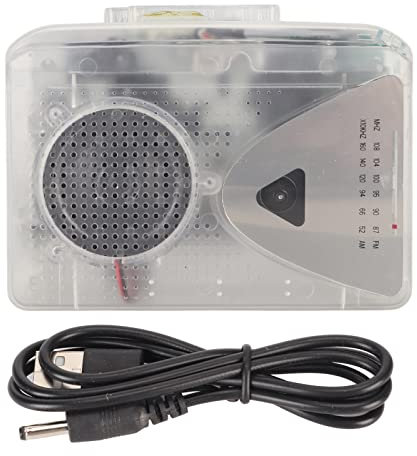 Reproductor de Casete Portátil, Reproductor de Cinta Captura Música de Audio MP3 a Través de USB, Compatible con Reproductor de Casete Personal Estéreo de Radio FM Am con (Transparente)