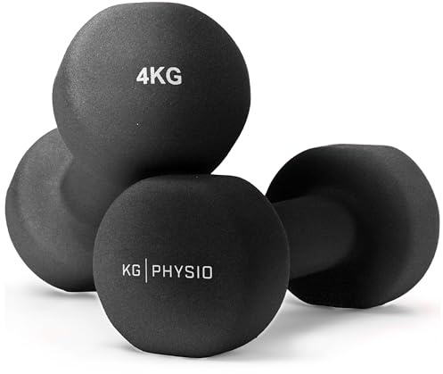 KG PHYSIO Neopren Hanteln Set - Inkl. Fitnessposter mit 32 Übungen, schweißabweisendes Kurzhanteln 2er Set aus Gusseisen, rutschfeste & griffige Fitness Gewichte für Frauen und Männer