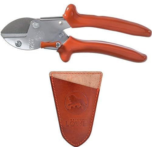 Original LÖWE Set bestehend aus Profi Amboss Gartenschere 5.107 zum Schneiden von Obstbaum, Apfelbaum oder Birnenbaum & Klingenschutz 9807 zum Schutz vor Verletzungen und Beschädigungen