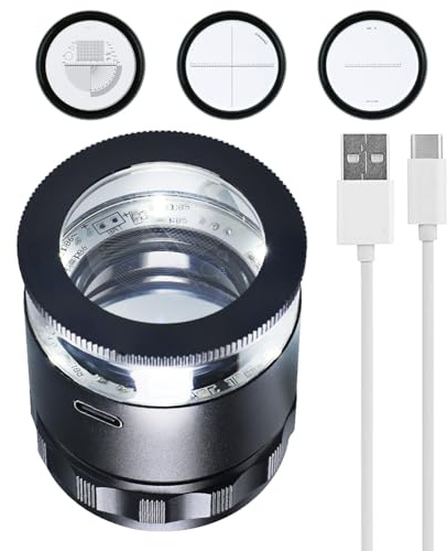 Lupa de Joyero 10x con 6 Luces LED y Escala de Vidrio de 3, Lupa Portátil y Recargable de 25 mm de Campo de Visión, para Joyería, Gemas, Monedas, Herramienta de Hobby