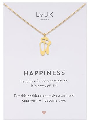 LUUK LIFESTYLE Collana con Ciondolo Diverso con carta HAPPINESS, 50cm | Ciondolo Diverso, Acciaio Inossidabile, Impermeabile, Ipoallergenico, Catena Regolabile, Idea Regali donna, Lei
