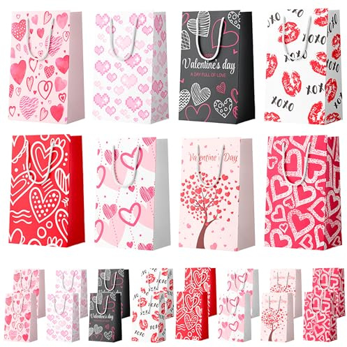 Sacchetti di Carta San Valentino, 24pcs Sacchetti di Carta Thème San Valentino/Sacchetti per Bomboniere di San Valentino, Sacchetti di Festa San Valentino per Decorazioni per Thème San Valentino