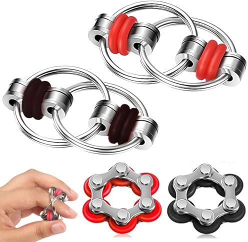 VONJUMA 4 Pcs Fidget Toys Soulagement Du Stress Jouet Chaîne De Soulagement Du Stress Jouet Chaîne Flippy Chaîne Flippy Soulagement Du Stress Ensemble De Jeux Pour Enfants Atteints De Tdah Noir Rouge