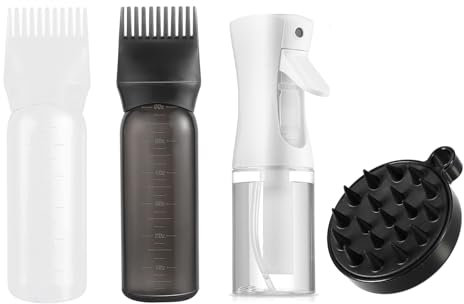 JINJUMEI Spruzzino per Capelli Ricci Applicatore Olio Capelli Spazzola Massaggio Cuoio Capelluto, Spazzola per Tintura per Capelli Bottiglia Pettine per Radici per Cura e Colorazione dei Capelli