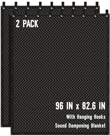 AMUFON 2PCS Large Sound Dampening Blanket,96 x 80 Sound Absorbing Studio Blanket,Noise Cancelling Studio Acoustic Blanket Curtain/Light Blocker/Moving Blanket