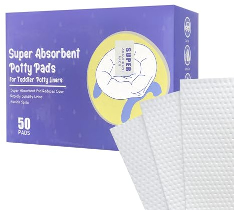 ZHONYEE 50 Packs Super Absorbent Urine Pads Portable Child Used with Travel Potty Bags Disposable Liners for Toddlers, Toilet Seat for Kids Pee Training