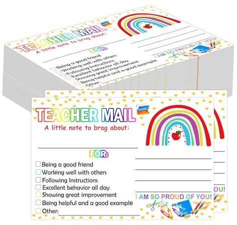 Rainbow Happy Mail lärare anteckningar till föräldrar klassrum gott beteende incitament motiverande kort 50 st motiverande anteckningar positiva vykort för hem, förskola, förskola, förskola