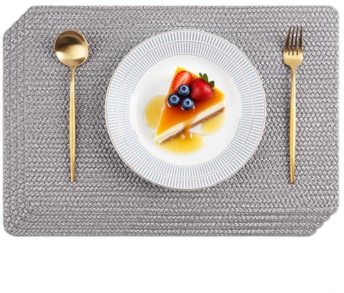 POLYTE Manteles Individuales Lavables de Vinilo Tejido para Interior y Exterior, Juego de 4