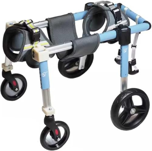 Sedia a rotelle per Cani, Carrello in Alluminio per Cani disabili, Supporto a 4 Ruote per Razze di Piccola Taglia, Supporto Regolabile per Cani Bassotti