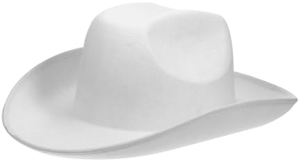 Mikinona Vit Filtmössa Cowboyhatt med Justerbar Nackrem Västerländsk Cowgirl Hatt för Temafester och Kostymer Unisex och Handmålad Design för Westernstilar