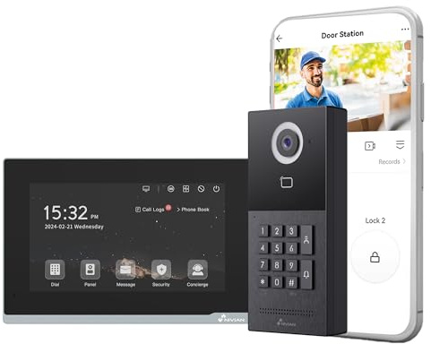 NIVIAN Videoportero Inteligente WiFi Full HD para Exterior con Monitor Táctil y Teclado de Acceso, Conexión de 2 Hilos, Control App Tuya, Grabaciones en MicroSD (Videoportero Inteligente con Teclado)