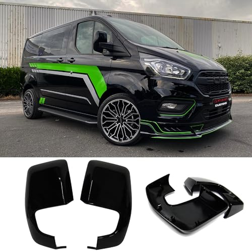 Svart glans polerad sidodörr sidospegel skydd lock ersättning vänster höger för 2012-2023 F-ord Transit Custom Tourneo Custom