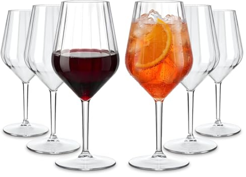 WUITOKI® Weingläser Kunststoff 47cl, gestreift, 6 Stück, unzerbrechlich, spülmaschinenfest, Mehrweg Aperitifgläser, Aperol Spritz Gläser