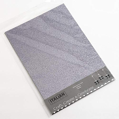 Lot de 10 feuilles de papier cartonné pailleté A4 250 g/m² Gris étain