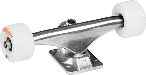 Mini Logo Unisex's Raw 7.13 Trucks + 53mm x 90a Wht Wheels, ML Bearings, (Soft 84a Bushings) Skateboard