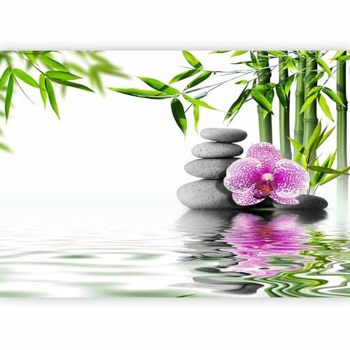 murando Fotomurales Spa 150x105 cm XXL Papel pintado tejido no tejido Decoración de Pared decorativos Murales moderna Diseno Fotográfico Orquidea Bambu Piedras Zen p-B-0034-a-a