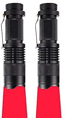 2-pack röd ljusficklampa, WESLITE mini röd ficklampa zoombar signalfacklor vattentät med klämma 3 lägen röda LED-ficklampor för stjärnskådning mörkerseende astronomi camping