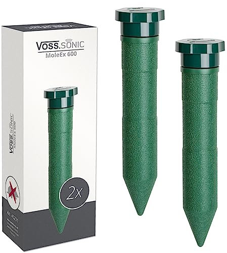 VOSS.sonic Répulsif Contre Les Taupes MoleEx 600, Répulsif à Animaux, Lutte Contre Les parasites pour Jardin Cour, Pelouse, Terrain de Golf