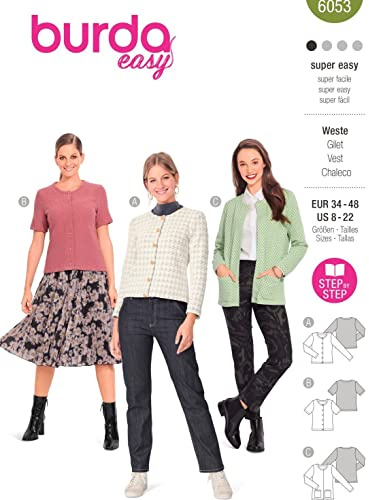 Patron Burda 6053 - Cardigan Femme à encolure ronde du 36 au 50