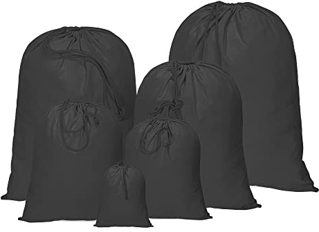 IMFAA Saco de compras con cordón de 14 x 20 pulgadas, tamaño XS (35,5 x 50 cm), para almacenamiento, lavandería, muselina, 100 % algodón, paquete de 50 unidades, color negro