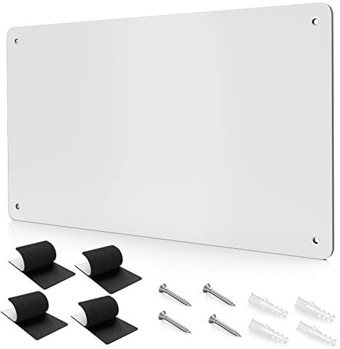 43.5 x 30 cm White Metal Magnetic Board for Wall - Magnet Notice Board to Display Magnetic Letters Numbers Animal, Poetry, Spice Jars, Notes, Photos, Suitable for Cubicle, Cabinet