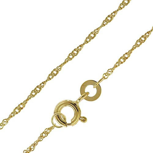 trendor Damen-Kette 333 Gold / 8 Karat Singapur-Collier 1,2 mm breit eleganter Halsschmuck aus Echtgold für Damen, wunderschöne Geschenkidee, 41050-42 42 cm