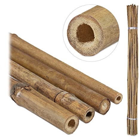 Relaxdays Canne di bambù 150 cm, Set 40 Bastoni 15-17 mm Ø, Sostegno per Piante Rampicanti o Decorazione, Marrone