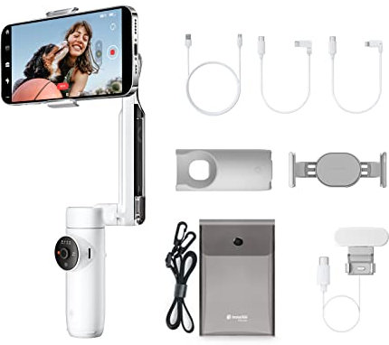 Insta360 Flow Creator-Kit - Smartphone-Gimbal mit KI-Tracking, Smartphone-Gimbal, 3-Achsen-Stabilisierung, Integrierter Selfie-Stick, Allzweck-Stativ, Tragbar & Zusammenklappbar, Schneeweiß