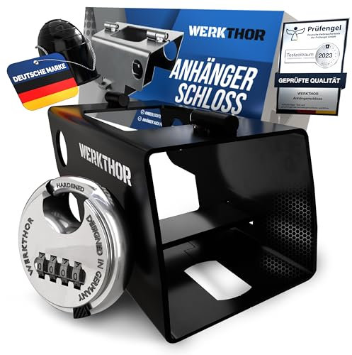 WERKTHOR Anhängerschloss - Test SEHR GUT Kastenschloss Anhänger - Anhänger Diebstahlschutz Angekoppelte & Abgekoppelte -Edelstahl Anhänger Schloss - Schloss für Anhänger - Kombi Schloss