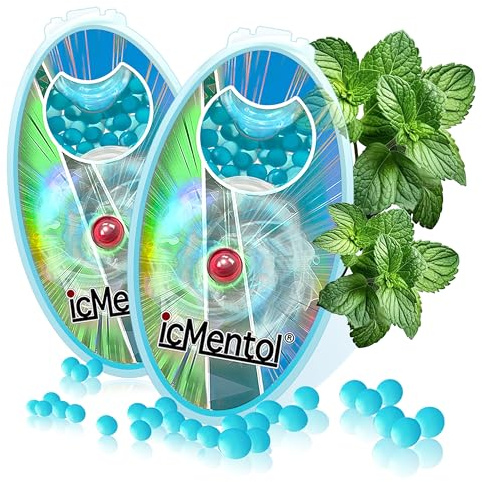 icMentol-Bola grande de 3,2 mm, 200 cápsulas bolitas de sabores para cigarrillos, Bolas aromáticas para cigarrillos, Bolas de cigarrillos de menta (ice mint)