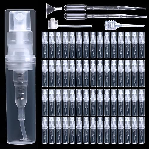 WINKIO 60 Stück Parfümzerstäuber,2ml Mini Sprühflasche Transparent Parfum Zerstäuber zum Befüllen, Plastik Parfum Abfüller Klein Flasche für Unterwegs