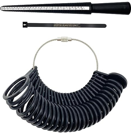 Ring Sizer UK,A-Z Ring Measurement Tool,Ring Sizer Measurement Scales Set for Measuring Rings Diameters,with Ruler & Ring Size Guide Chart,UK Standard Finger Sizing Tool,Ring Size Gauge for Women/Men