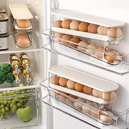 Bnimtm Rolling Egg Storage, Egg Holder Fridge, Space Saving Egg Holder for Refrigerator Storager, Egg Holder Storage