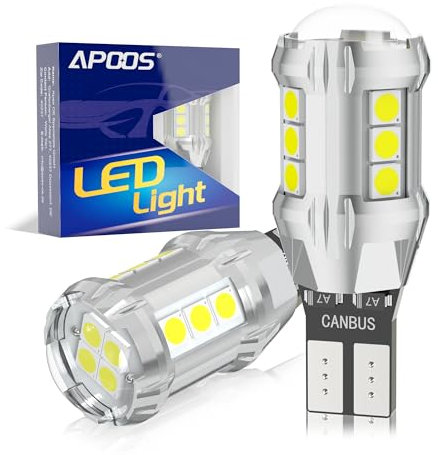 APOOS T15 W16W LED Bulbs CANBUS Extremely Bright 16SMD 955 921 912 Wedge Replacement Bulb for Car Backup Reverse Light Parking Lights 6500K White 12V 24V 2Pcs