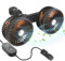 Ventilatore Auto 12V 24V, Ventilatore USB Auto per Doppia Testa Sedile Posteriore, Portatile Ventola Veicolo Silenzioso con 3 Velocità, Girevole 360° Ventola per SUV Camion RV Furgone