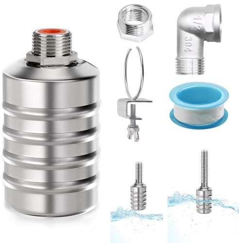 Schwimmventil 1/2'' oder 3/4'', Schwimmerventil Edelstahl Automatisches Wasserstandsregelventil, Schwimmer Kugelhahn für Wassertanks, Fischteiche, Pools, Viehtröge, Destilliergeräte