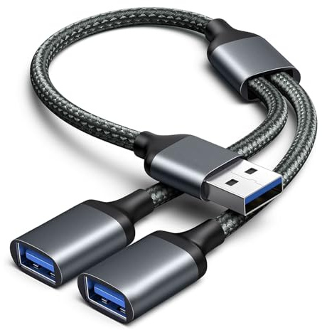 Pence & Moon Collective USB Splitter, 1 In 2 Out USB Double Adapter, Data Power Charger Split Converter Compatible with Laptop Mac, PS5, Keyboard, Mouse, PC Printer