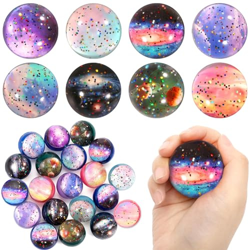 Seamart 30 Stück Flummies für Kinder, Flummi Planeten, 32 mm Weltraumthema Hüpfbälle, Gastgeschenke für Mädchen Jungen, Geschenktütenfüllung