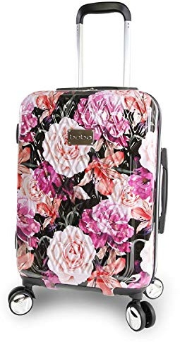 BEBE Marie 21 Hardside Carry-on Spinner Luggage Carry-On Luggage, Black Floral Print