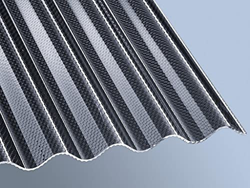 Polycarbonat PC Wellplatte Lichtplatte Profilplatte Sinus 76/18 graphit, Wabe 2,6mm - 2,8mm Hagelsicher! 1045mm x 2500mm