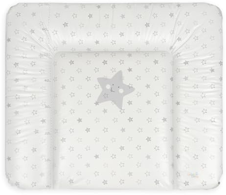 Ceba Baby® Fasciatoio Materassino - Fasciatoio neonato morbido - Cuscino Fasciatoio Lavabile per bambine e bambini - certificato Öko-Tex - impermeabile - Stelle grigie - 70x85 cm