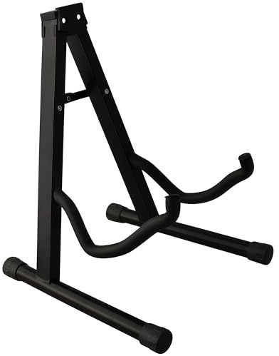 Soporte Guitarra Suelo A Frame Pie Guitarra Electrica Bass Stand Guitarra Española Portátil con Brazos de Espuma - Clásica, Acústico, Eléctrica, Bajo - Negro