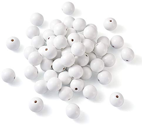 Craftdady 50pcs Natural Wood Round Beads 29-30mm Large Hole White Wooden Ball Spacer Beads for DIY Macrame Jewelry Craft Making Home Decoration Hole: 5.5mm