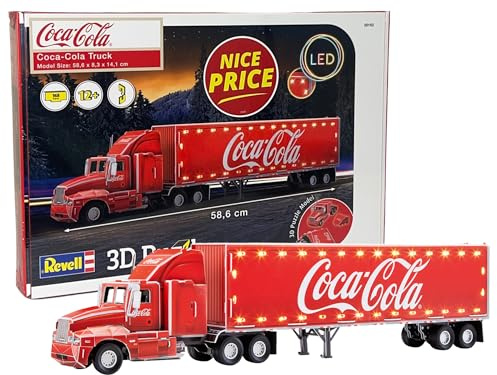 Revell 3D Puzzle 00152 Coca-Cola Truck - LED Edition 168 Pieces, Highly Detailed, Stunning Light Effects, Over 58cm in length, Fun & Easy To Build